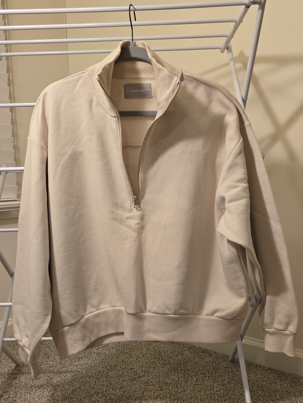 Everlane Women’s Zip-Front Sweatshirt in Light Beige